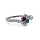3 - Eleni Ruby and Blue Diamond with Side Diamonds Bypass Ring 