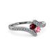 3 - Eleni Ruby and Pink Tourmaline with Side Diamonds Bypass Ring 