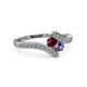 3 - Eleni Ruby and Iolite with Side Diamonds Bypass Ring 