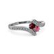 3 - Eleni Ruby and Rhodolite Garnet with Side Diamonds Bypass Ring 