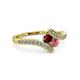 3 - Eleni Ruby and Rhodolite Garnet with Side Diamonds Bypass Ring 