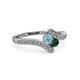 3 - Eleni Aquamarine and Emerald with Side Diamonds Bypass Ring 