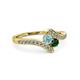3 - Eleni Aquamarine and Emerald with Side Diamonds Bypass Ring 