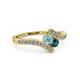 3 - Eleni Aquamarine and Blue Diamond with Side Diamonds Bypass Ring 