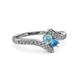 3 - Eleni Aquamarine and Blue Topaz with Side Diamonds Bypass Ring 