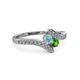 3 - Eleni Aquamarine and Green Garnet with Side Diamonds Bypass Ring 