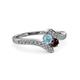 3 - Eleni Aquamarine and Red Garnet with Side Diamonds Bypass Ring 