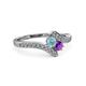 3 - Eleni Aquamarine and Amethyst with Side Diamonds Bypass Ring 