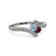 3 - Eleni Aquamarine and Ruby with Side Diamonds Bypass Ring 