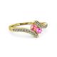 3 - Eleni Pink Tourmaline and Pink Sapphire with Side Diamonds Bypass Ring 