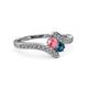3 - Eleni Pink Tourmaline and Blue Diamond with Side Diamonds Bypass Ring 