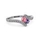 3 - Eleni Pink Tourmaline and Iolite with Side Diamonds Bypass Ring 