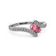 3 - Eleni Pink Tourmaline and Rhodolite Garnet with Side Diamonds Bypass Ring 