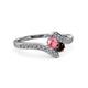 3 - Eleni Pink Tourmaline and Red Garnet with Side Diamonds Bypass Ring 