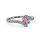 3 - Eleni Pink Tourmaline and Aquamarine with Side Diamonds Bypass Ring 
