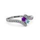 3 - Eleni Amethyst and Aquamarine with Side Diamonds Bypass Ring 