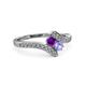 3 - Eleni Amethyst and Tanzanite with Side Diamonds Bypass Ring 