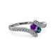 3 - Eleni Amethyst and Blue Diamond with Side Diamonds Bypass Ring 