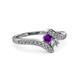3 - Eleni Amethyst and Diamond with Side Diamonds Bypass Ring 