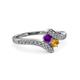 3 - Eleni Amethyst and Citrine with Side Diamonds Bypass Ring 