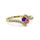 3 - Eleni Amethyst and Rhodolite Garnet with Side Diamonds Bypass Ring 