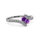 3 - Eleni Amethyst with Side Diamonds Bypass Ring 