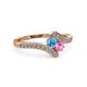 3 - Eleni Blue Topaz and Pink Sapphire with Side Diamonds Bypass Ring 