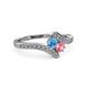 3 - Eleni Blue Topaz and Pink Tourmaline with Side Diamonds Bypass Ring 