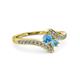 3 - Eleni Blue Topaz and Aquamarine with Side Diamonds Bypass Ring 