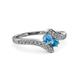 3 - Eleni Blue Topaz and London Blue Topaz with Side Diamonds Bypass Ring 