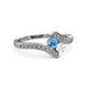 3 - Eleni Blue Topaz and White Sapphire with Side Diamonds Bypass Ring 