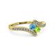 3 - Eleni Blue Topaz and Peridot with Side Diamonds Bypass Ring 