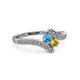 3 - Eleni Blue Topaz and Yellow Sapphire with Side Diamonds Bypass Ring 