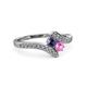 3 - Eleni Iolite and Pink Sapphire with Side Diamonds Bypass Ring 
