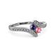 3 - Eleni Iolite and Pink Tourmaline with Side Diamonds Bypass Ring 