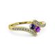 3 - Eleni Iolite and Amethyst with Side Diamonds Bypass Ring 