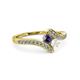 3 - Eleni Iolite and White Sapphire with Side Diamonds Bypass Ring 