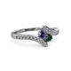 3 - Eleni Iolite and Emerald with Side Diamonds Bypass Ring 