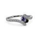 3 - Eleni Iolite and Black Diamond with Side Diamonds Bypass Ring 