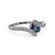 3 - Eleni Iolite and Blue Diamond with Side Diamonds Bypass Ring 
