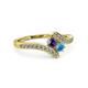 3 - Eleni Iolite and Blue Topaz with Side Diamonds Bypass Ring 