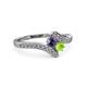3 - Eleni Iolite and Peridot with Side Diamonds Bypass Ring 