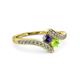 3 - Eleni Iolite and Peridot with Side Diamonds Bypass Ring 