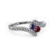 3 - Eleni Iolite and Ruby with Side Diamonds Bypass Ring 