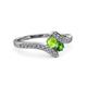 3 - Eleni Peridot and Green Garnet with Side Diamonds Bypass Ring 