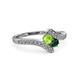 3 - Eleni Peridot and Emerald with Side Diamonds Bypass Ring 