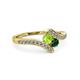 3 - Eleni Peridot and Emerald with Side Diamonds Bypass Ring 