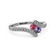 3 - Eleni Rhodolite Garnet and Iolite with Side Diamonds Bypass Ring 