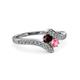 3 - Eleni Red Garnet and Pink Tourmaline with Side Diamonds Bypass Ring 