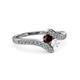 3 - Eleni Red Garnet and White Sapphire with Side Diamonds Bypass Ring 